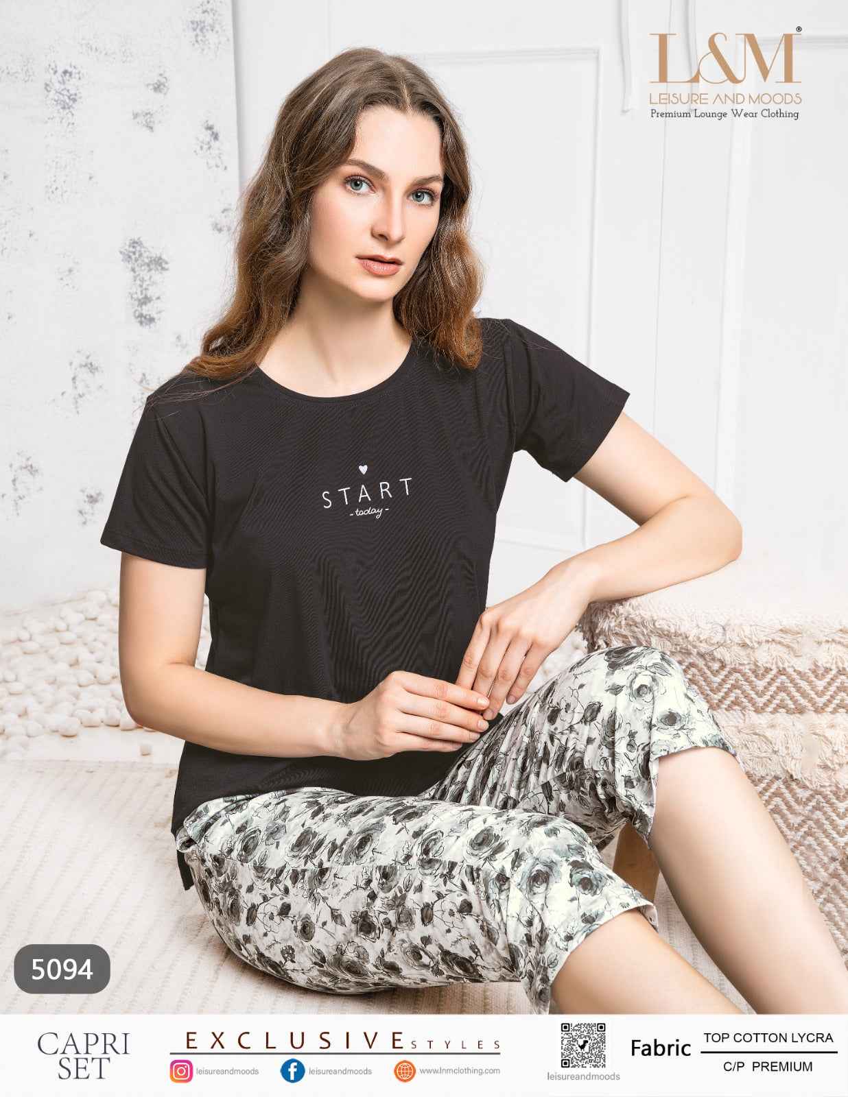 Night Suit Set of Top & Capri