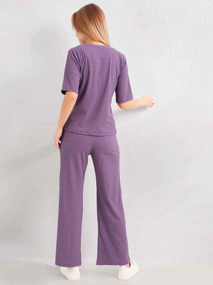 Co-ord Set - Purple Premium Relaxed Fit Travel Co-ord Set