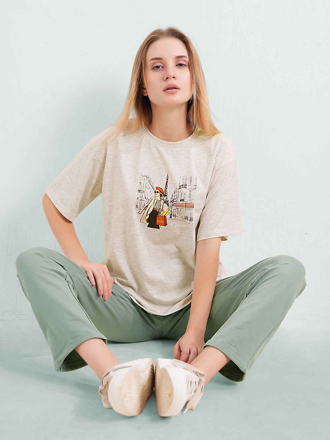Co-ord Set - White Printed Travel Co-ord Set