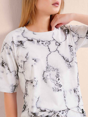Co-ord Set - White Premium Marbleprint Travel Co-ord Set