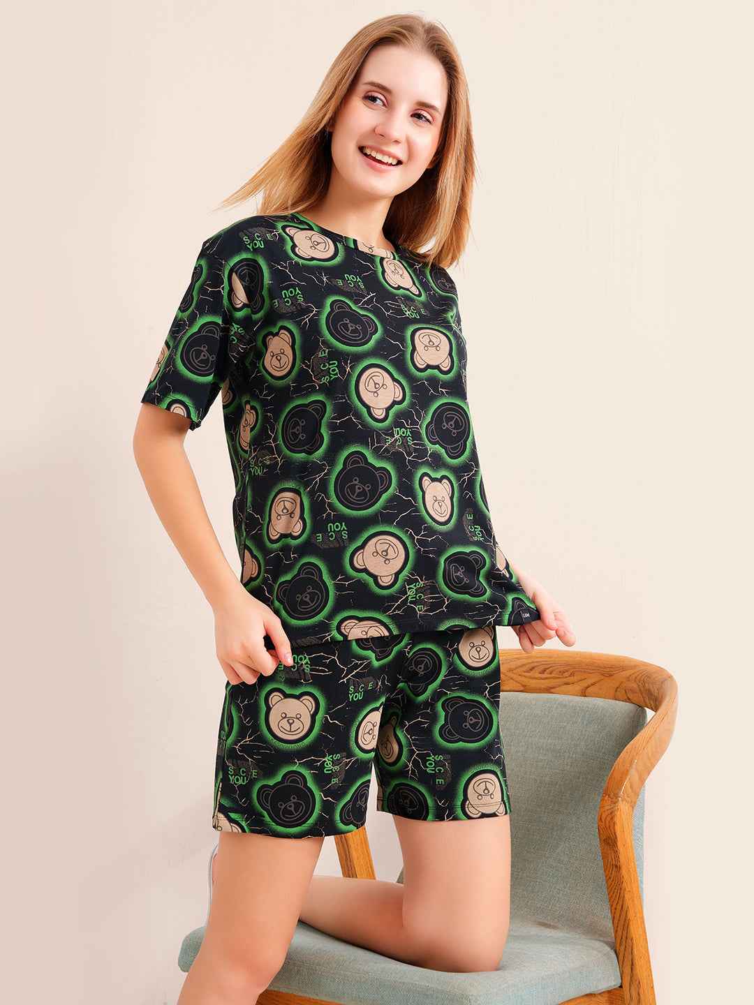 Shorts Set - Black Funky Monkey Print Tshirt & Shorts