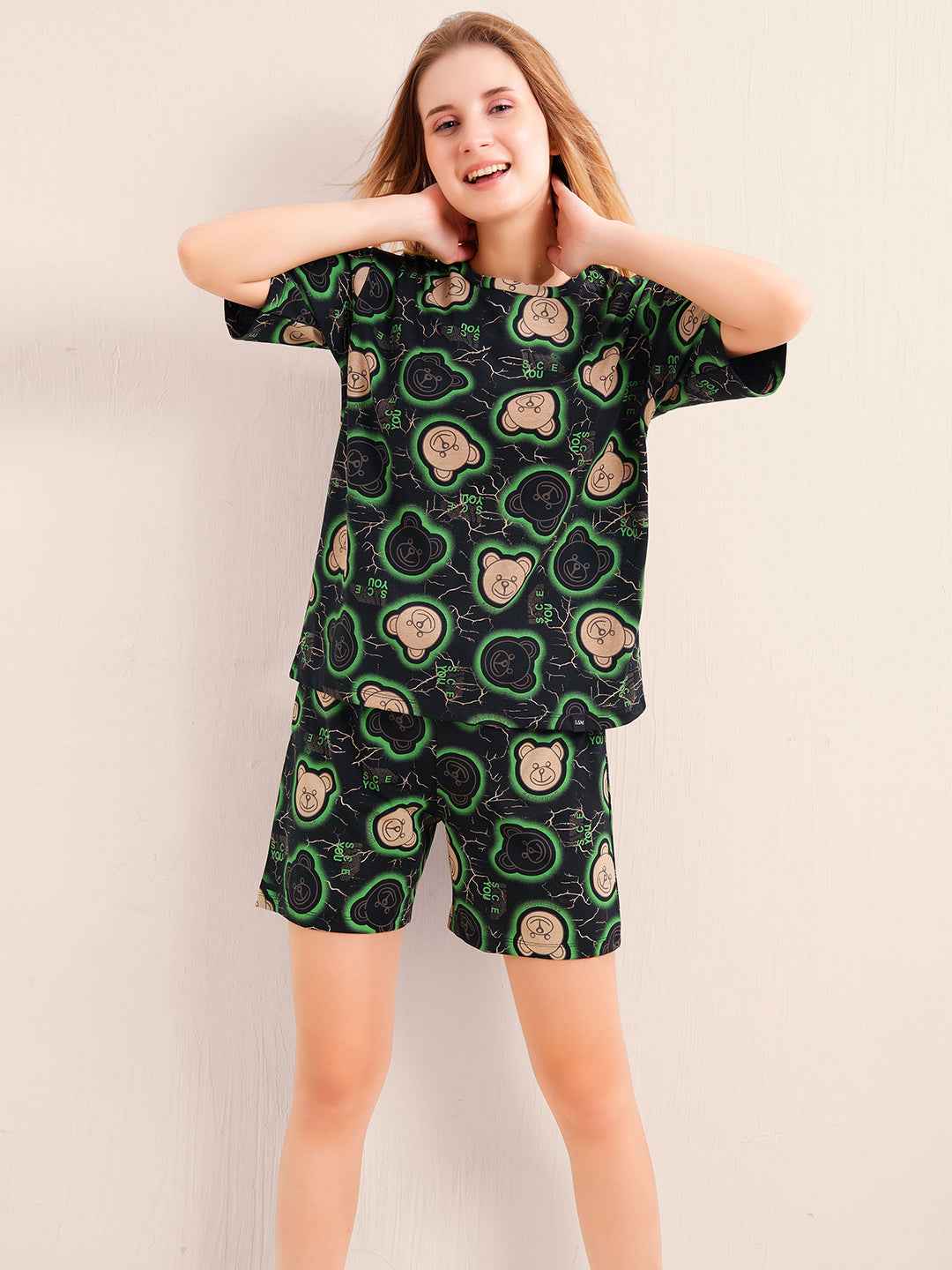 Shorts Set - Black Funky Monkey Print Tshirt & Shorts