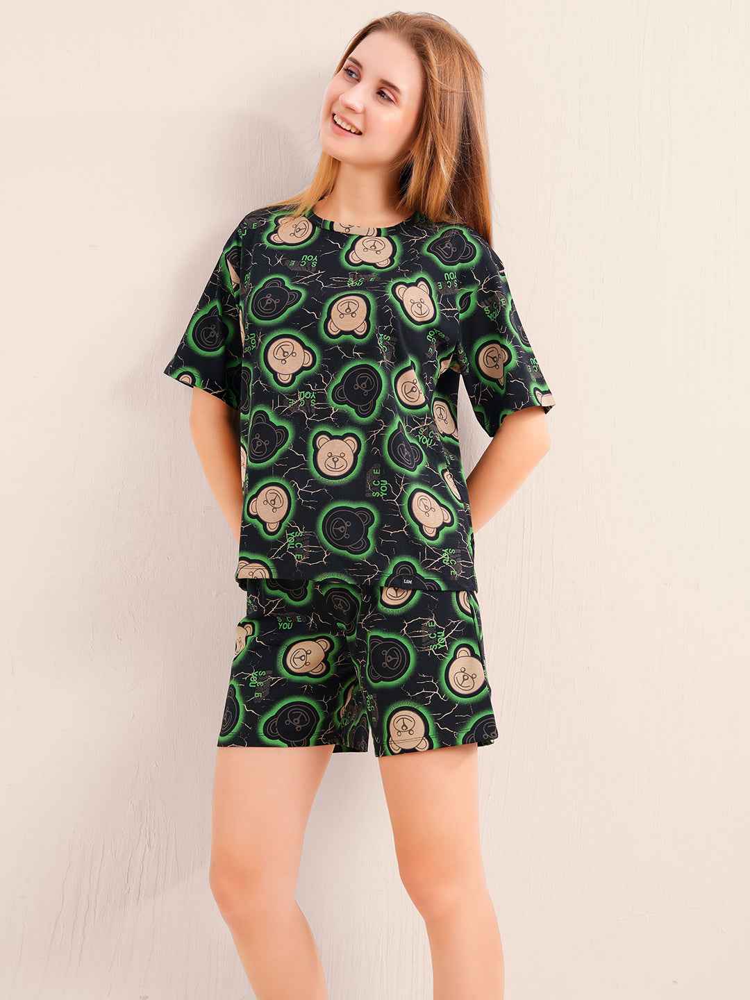 Shorts Set - Black Funky Monkey Print Tshirt & Shorts