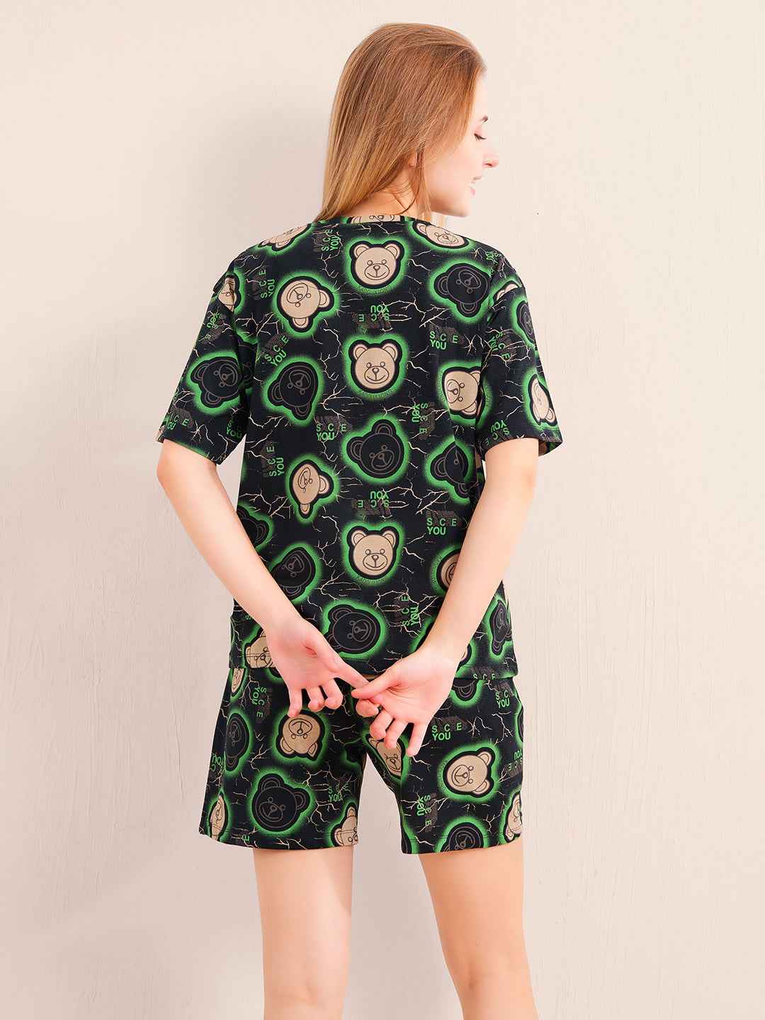 Shorts Set - Black Funky Monkey Print Tshirt & Shorts