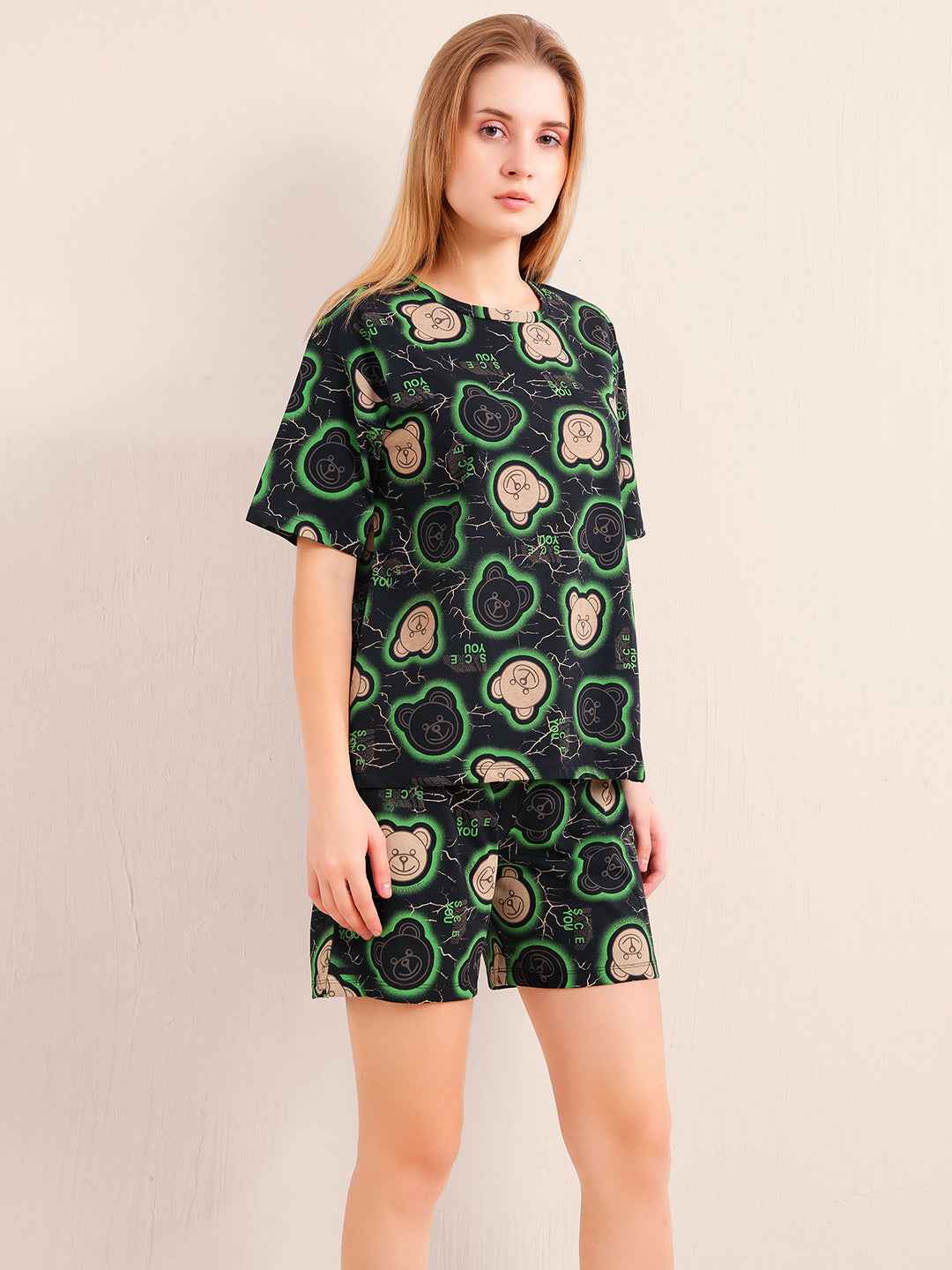 Shorts Set - Black Funky Monkey Print Tshirt & Shorts