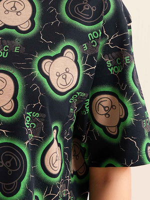 Shorts Set - Black Funky Monkey Print Tshirt & Shorts