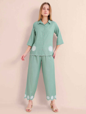 Co-ord Set - Mint Green Embroidered Premium Set