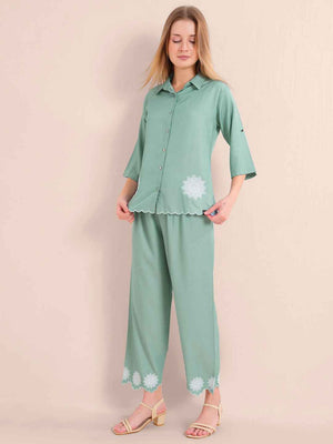 Co-ord Set - Mint Green Embroidered Premium Set