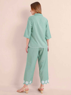 Co-ord Set - Mint Green Embroidered Premium Set
