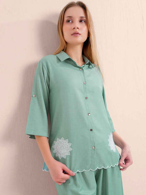 Co-ord Set - Mint Green Embroidered Premium Set