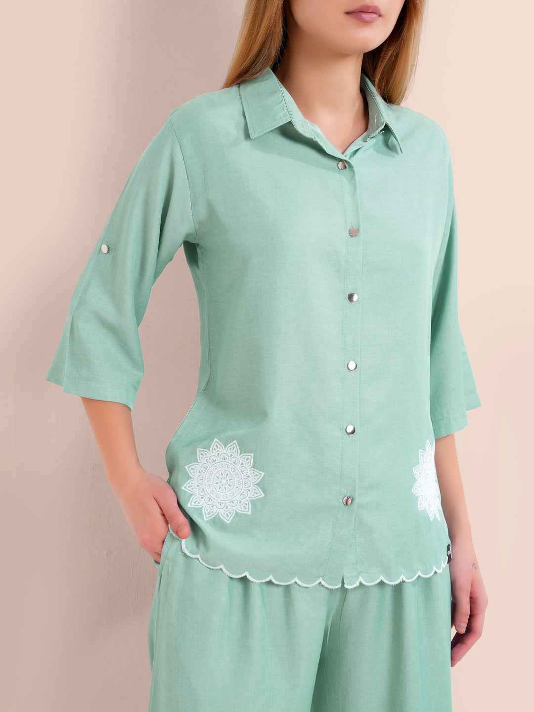 Co-ord Set - Mint Green Embroidered Premium Set