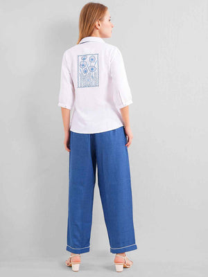 Co-ord Set - White Linen Shirt with Pants