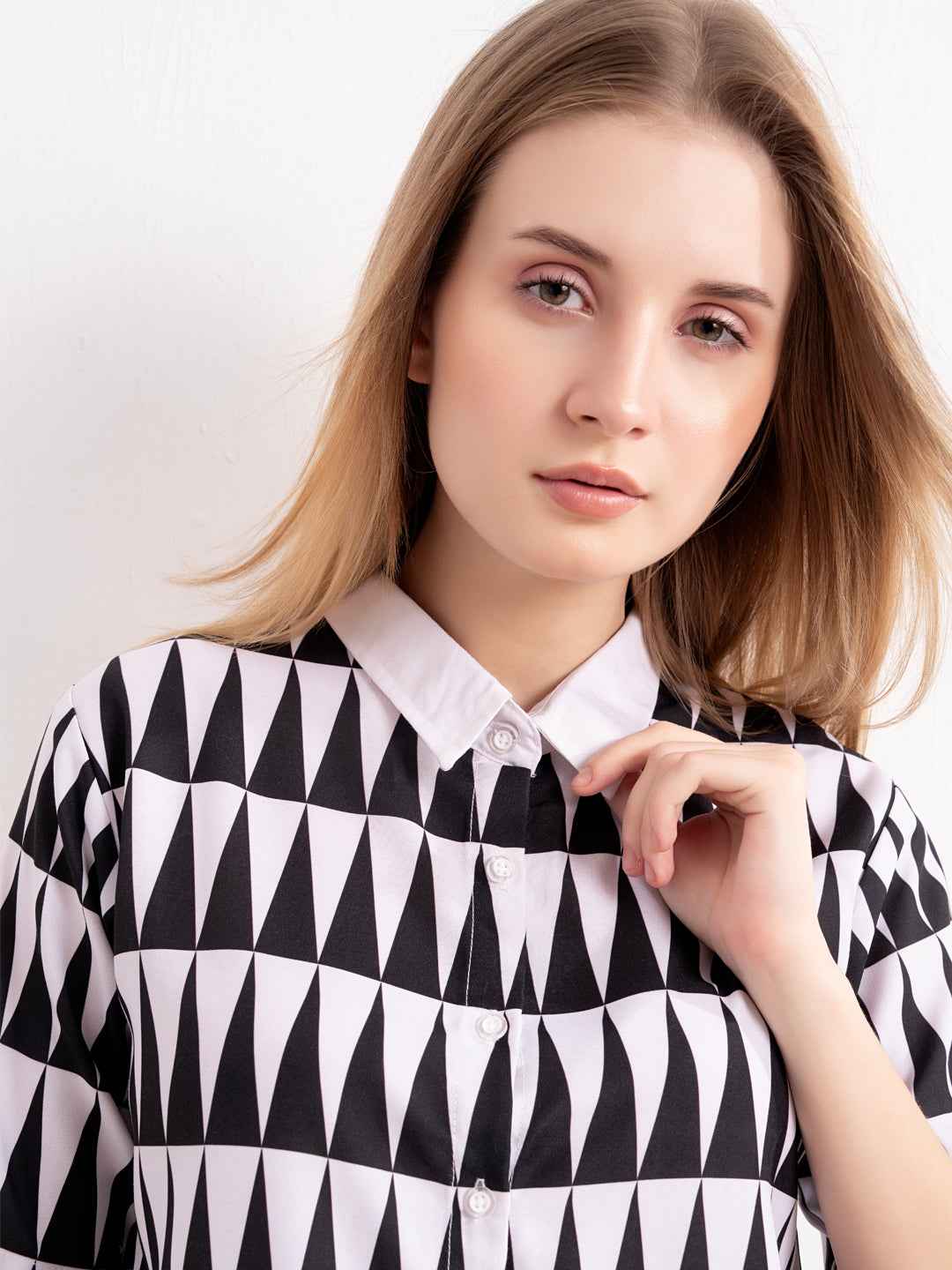 Rayon Co-ord Set – Printed Shirt with White & Orange Abstract Print Pants
