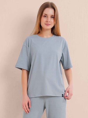 Blue Premium Solid Travel Co-ord Set