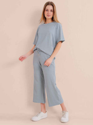 Blue Premium Solid Travel Co-ord Set