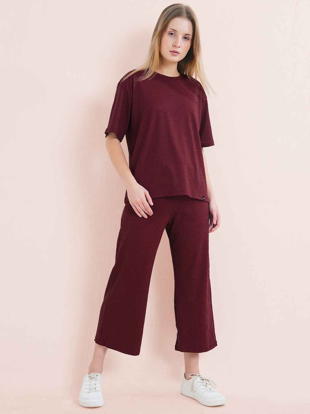Maroon Premium Solid Travel Co-ord Set