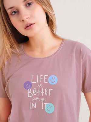 Night Suit – Soft Graphic T-Shirt & Multicolor Check Pajama Set