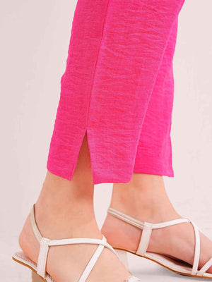 Linen Kurta Set – Pink Embroidered Kurta with Straight Pants