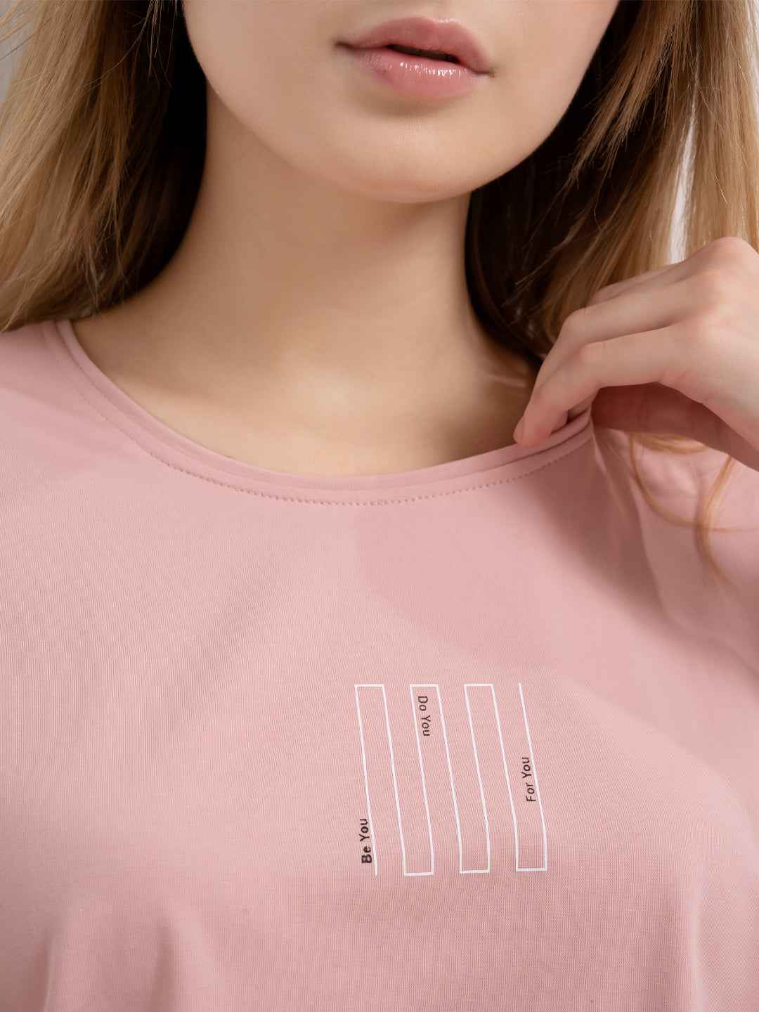 Cotton Night Suit-Pink Top with Multicolor Striped Pyjama