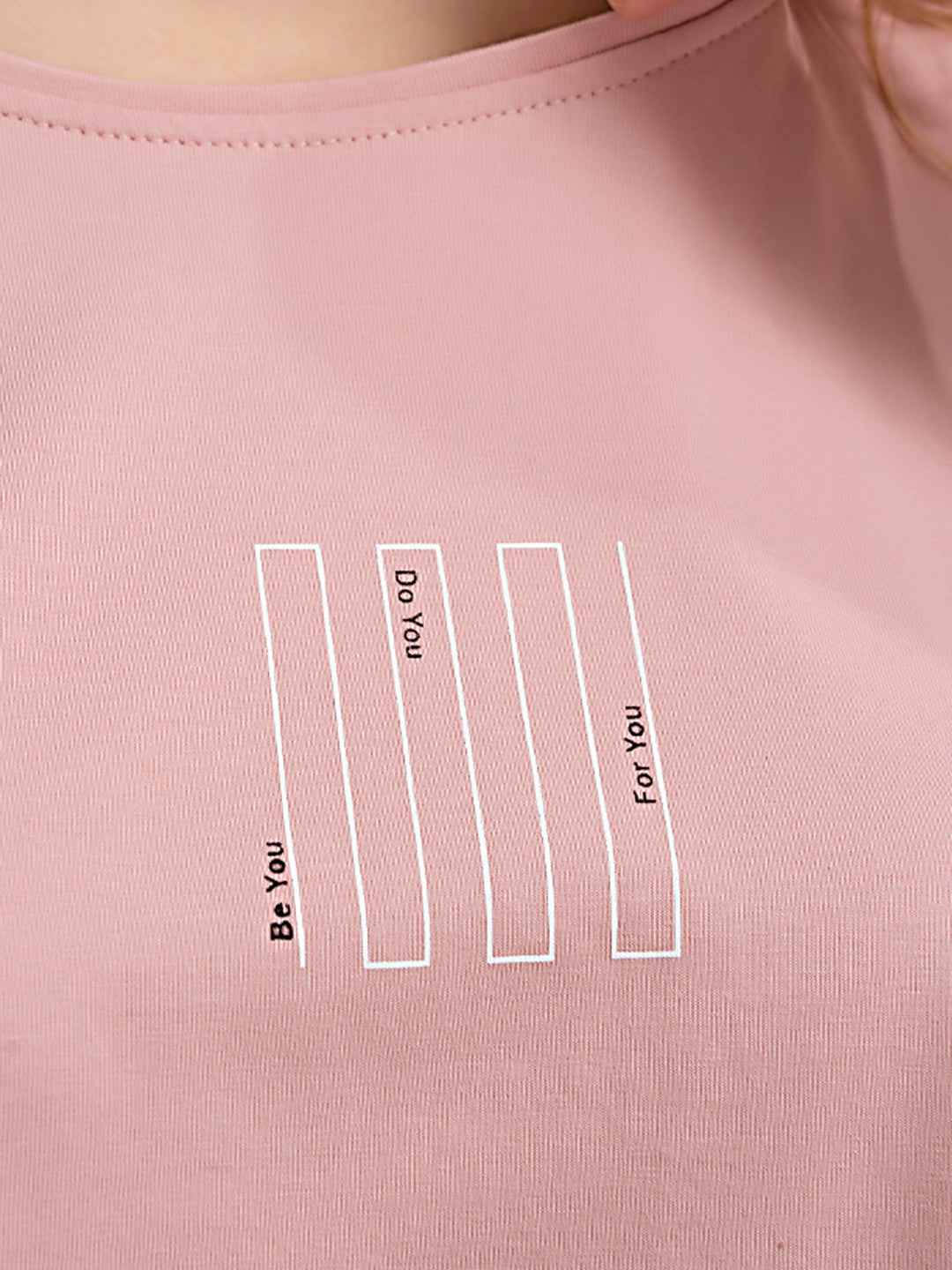 Cotton Night Suit-Pink Top with Multicolor Striped Pyjama
