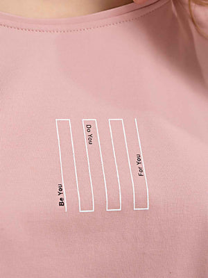 Cotton Night Suit-Pink Top with Multicolor Striped Pyjama