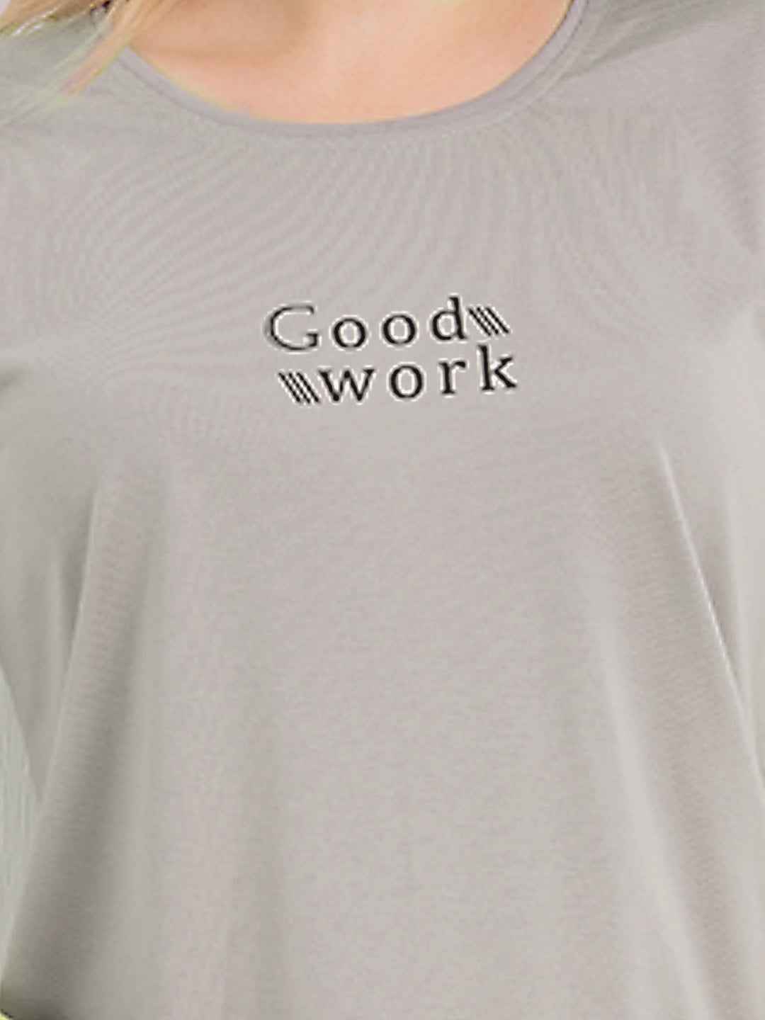 Cotton Night Suit-Grey Top with Black Printed Pyjama