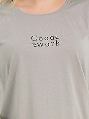 Cotton Night Suit-Grey Top with Black Printed Pyjama