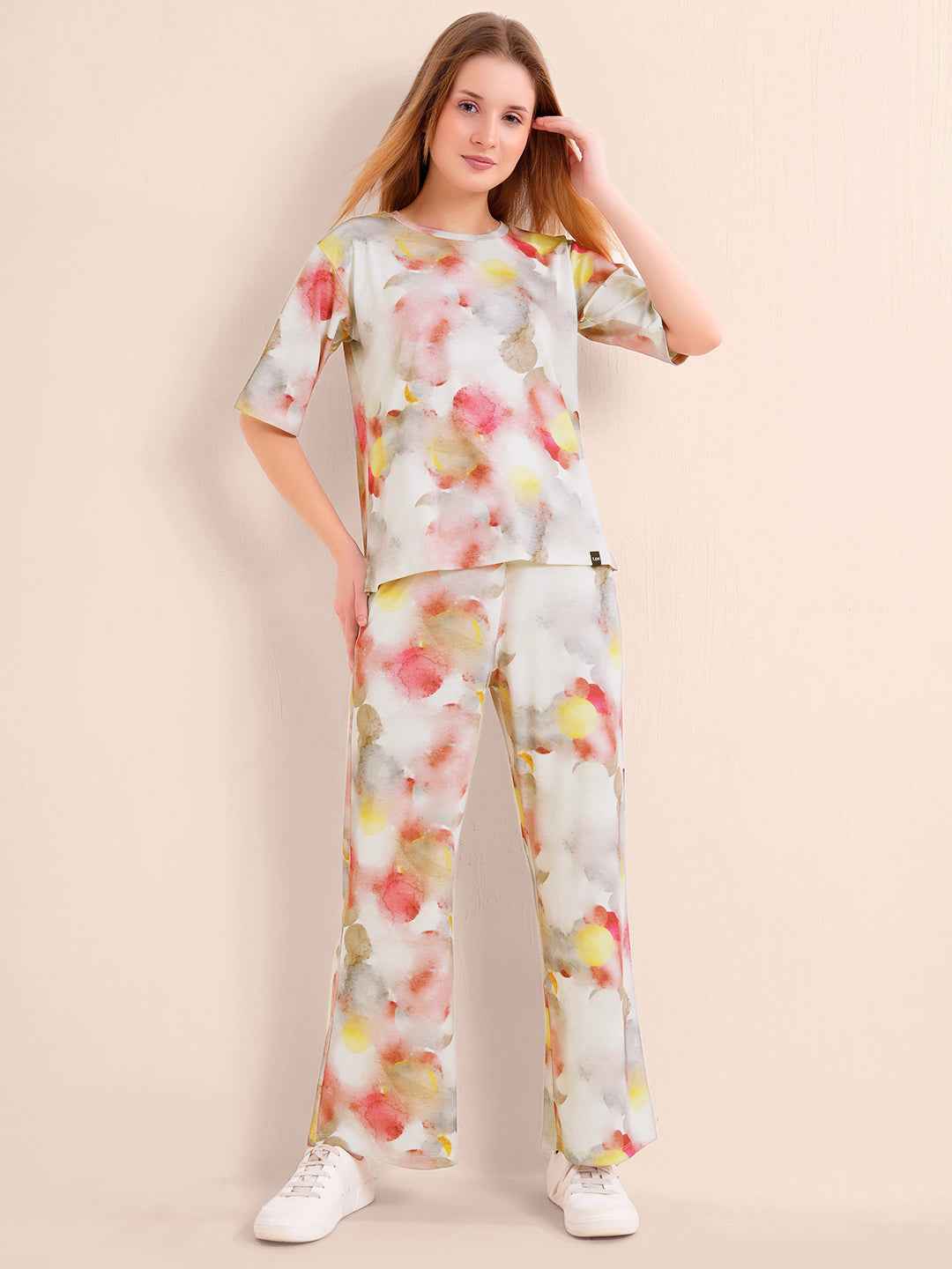 Co-ord Set - Hot Pink Water Color Print Travel Co-ord Set