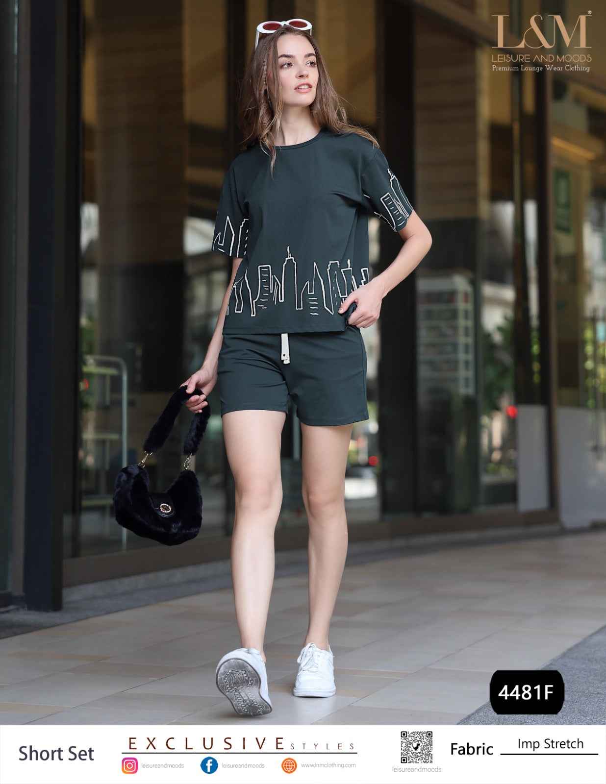 Shorts Set - Dark Green Premium Printed Top and Shorts Co-ord Set
