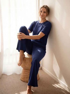 Co-ord Set - Navy Blue Premium Relaxed Fit Travel Co-ord Set