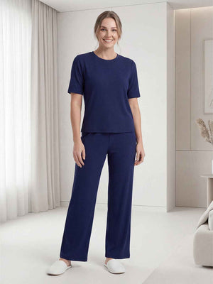 Co-ord Set - Navy Blue Premium Relaxed Fit Travel Co-ord Set