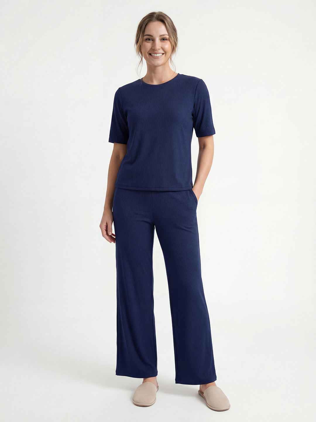 Co-ord Set - Navy Blue Premium Relaxed Fit Travel Co-ord Set