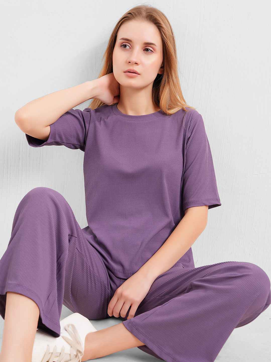 Co-ord Set - Purple Premium Relaxed Fit Travel Co-ord Set