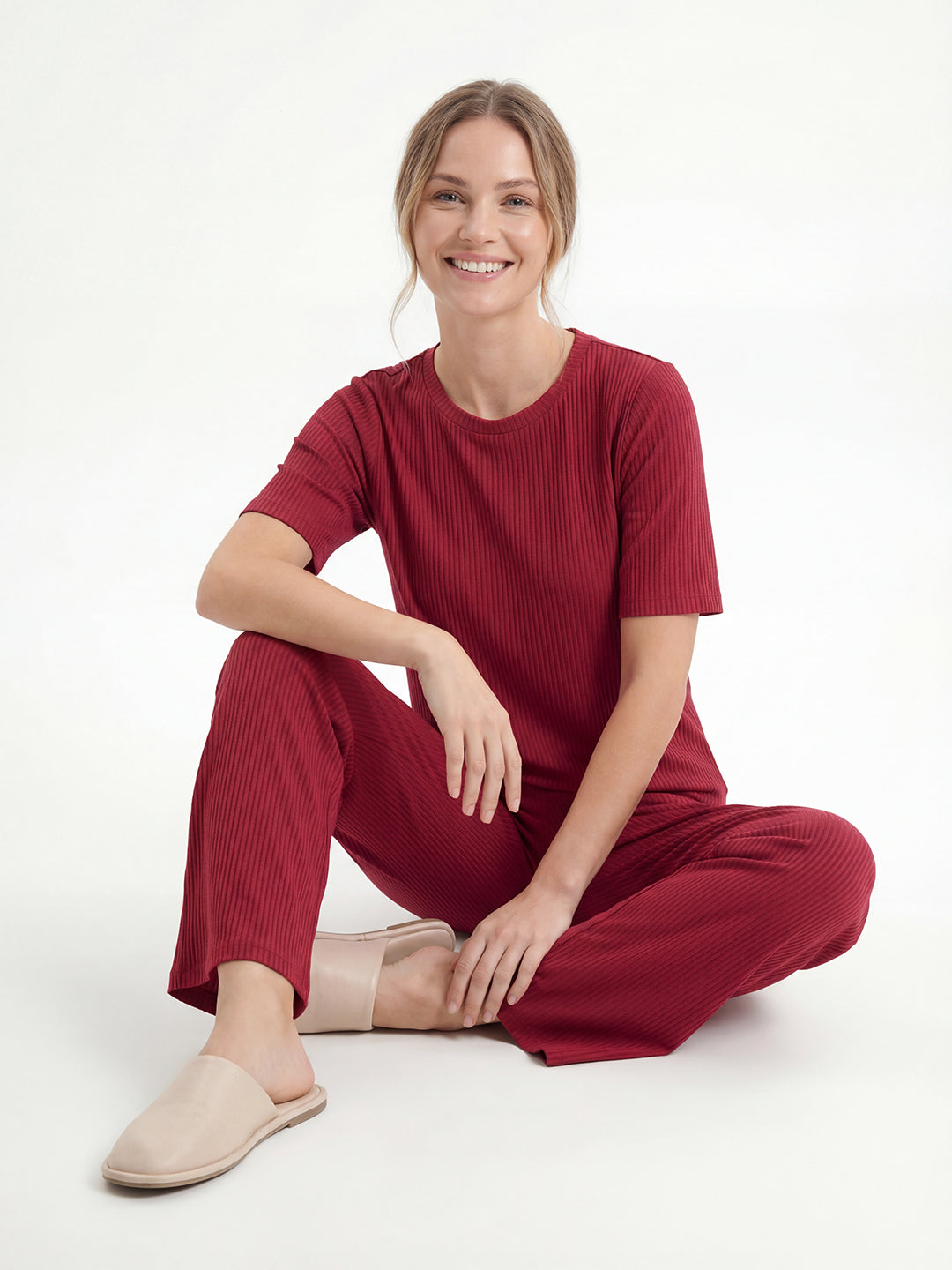 Co-ord Set - Maroon Premium Relaxed Fit Travel Co-ord Set