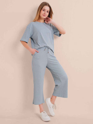 Blue Premium Solid Travel Co-ord Set