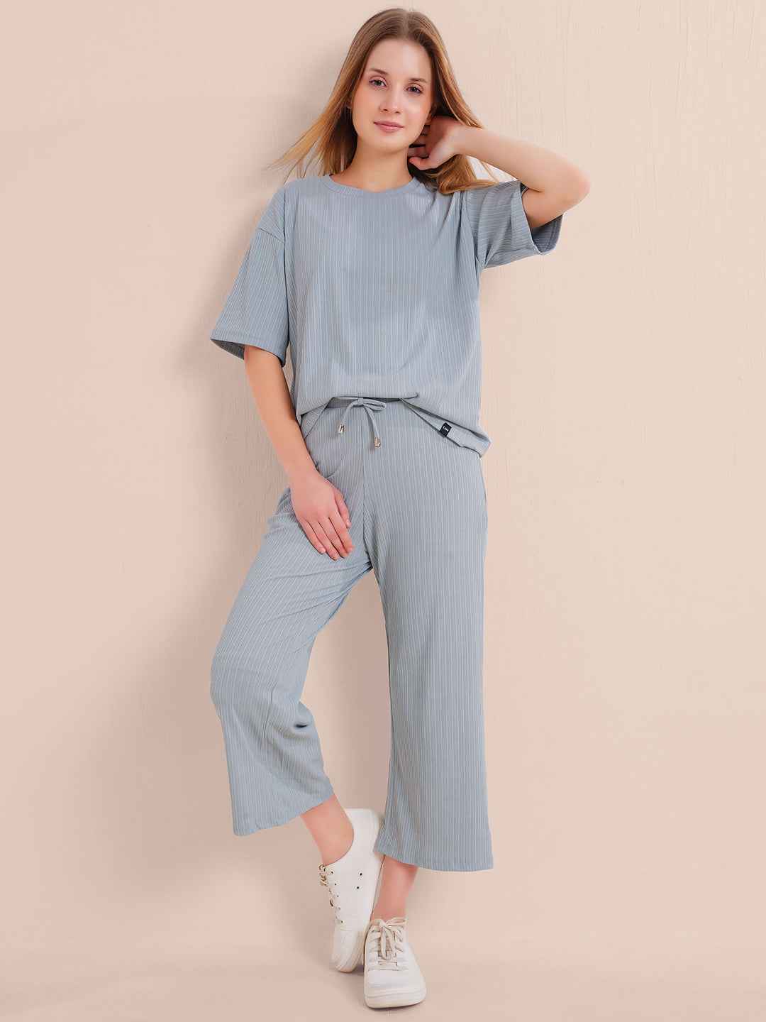 Blue Premium Solid Travel Co-ord Set