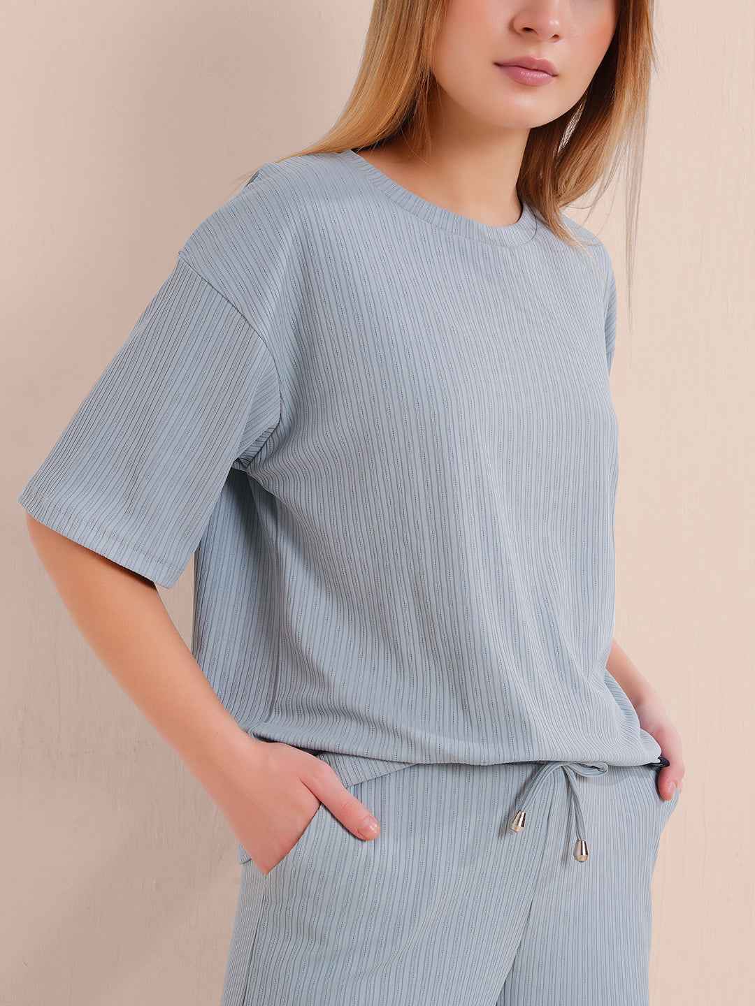 Blue Premium Solid Travel Co-ord Set