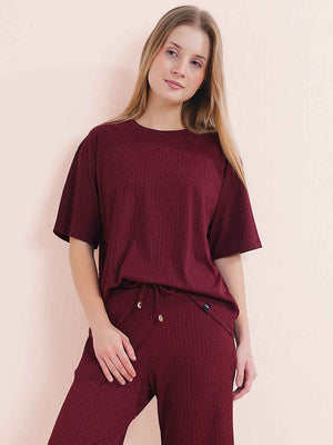Maroon Premium Solid Travel Co-ord Set