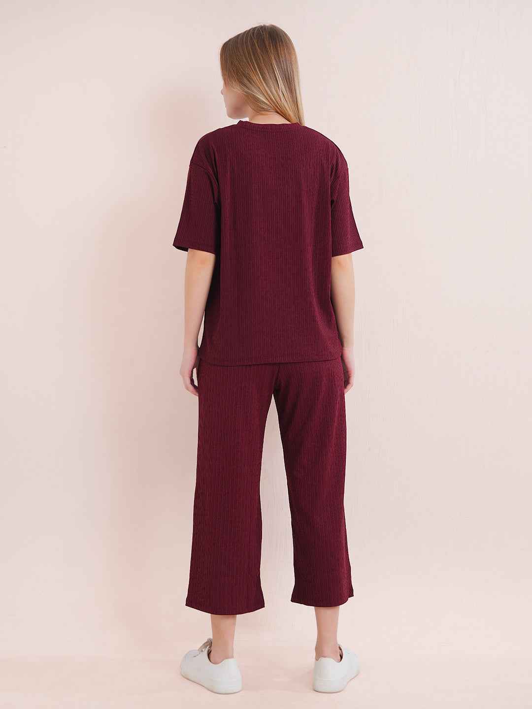 Maroon Premium Solid Travel Co-ord Set