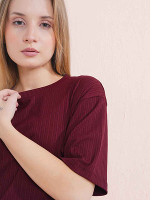 Maroon Premium Solid Travel Co-ord Set