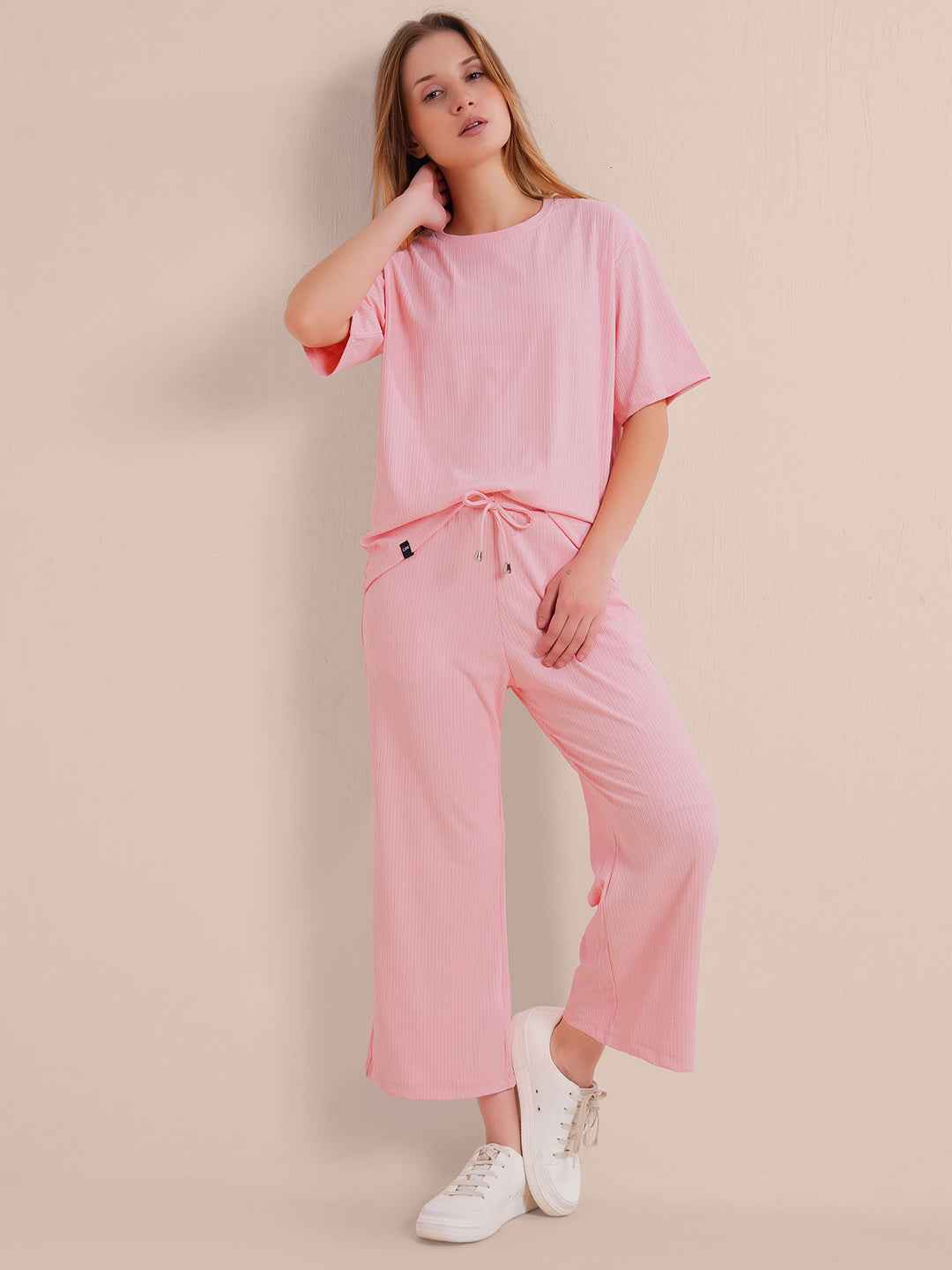 Pink Premium Solid Travel Co-ord Set