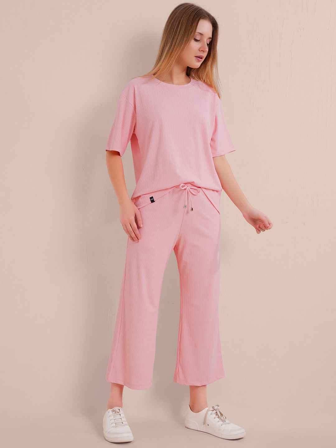 Pink Premium Solid Travel Co-ord Set