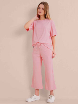 Pink Premium Solid Travel Co-ord Set