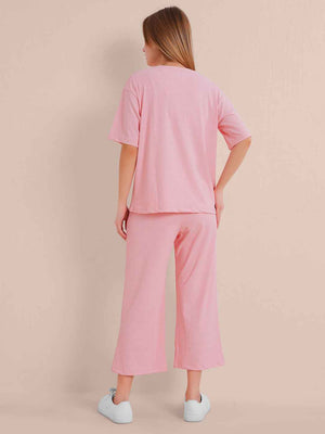 Pink Premium Solid Travel Co-ord Set