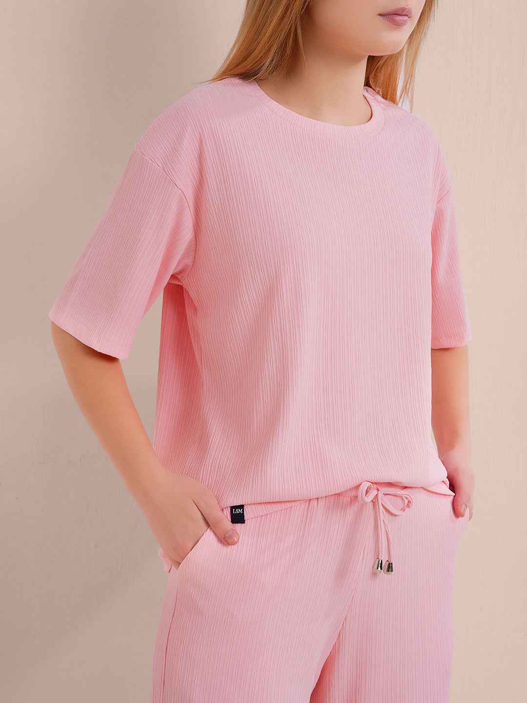 Pink Premium Solid Travel Co-ord Set