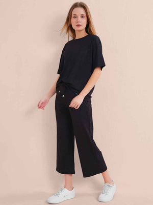 Black Premium Solid Travel Co-ord Set