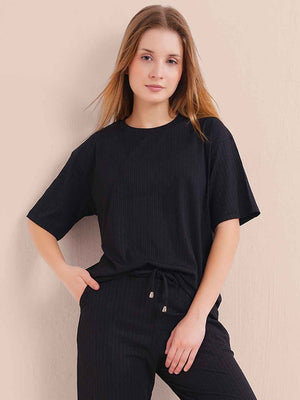 Black Premium Solid Travel Co-ord Set