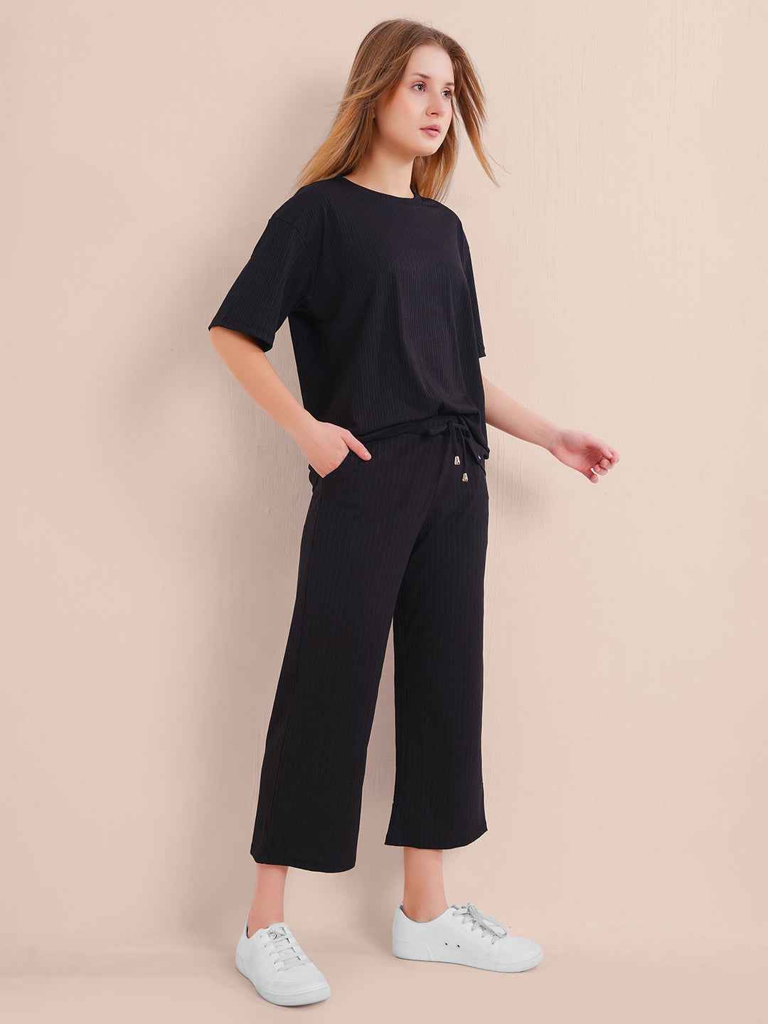 Black Premium Solid Travel Co-ord Set