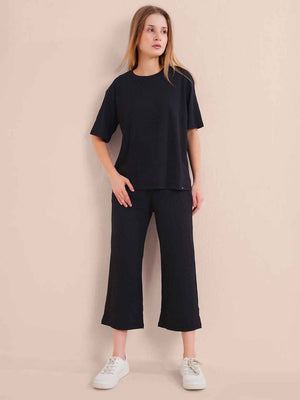 Black Premium Solid Travel Co-ord Set