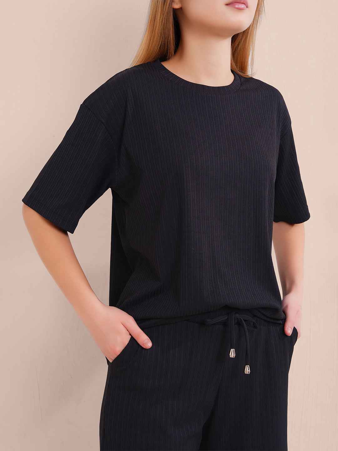 Black Premium Solid Travel Co-ord Set